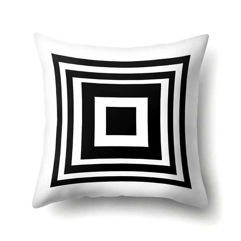 Polyester Pillowcase Black and White Printed Pillowcase Waist Cushion Cover Geometric Cushion Head Cushion Cover