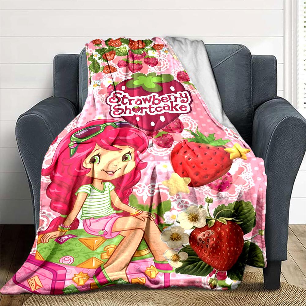 1pc Princess Strawberry10 Blanket, Gift, for Men and Women, Soft Blanket, Good for Sofa Bed Couch Travel, Lightweight Flannel Blanket