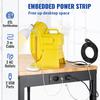 Workbench Adjustable Height, 155 x 51 cm Garage Table w/ 80 – 105 cm Heights & 720KG Capacity, with Power Outlets & Hardwood Top & Metal Frame &