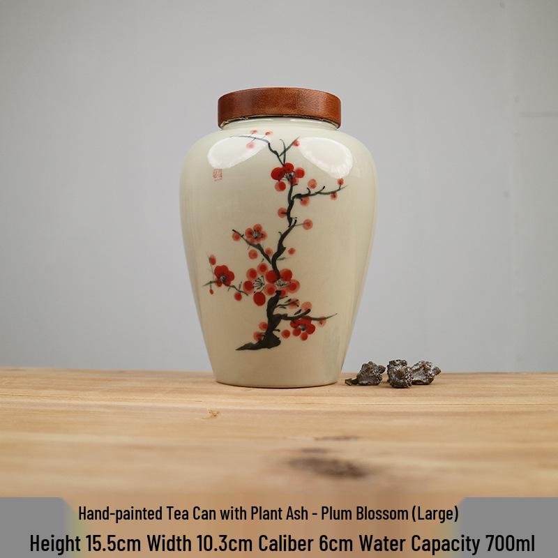 Hand-painted Bamboo Ceramic Tea Canister - Moisture-proof Storage for Green, White, and Pu'er Tea