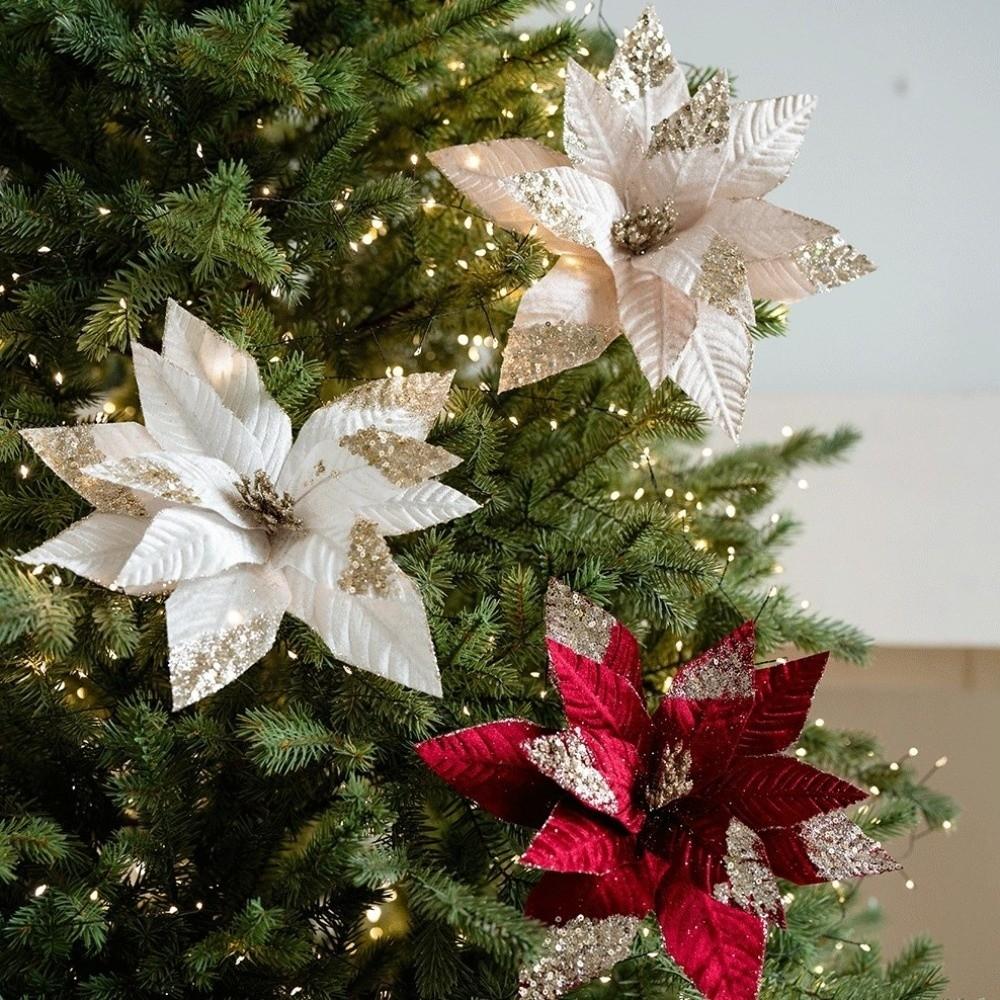 Decorative Flower Pick Artificial Poinsettia Poinsettia Tree Decoration Holiday Home Decor