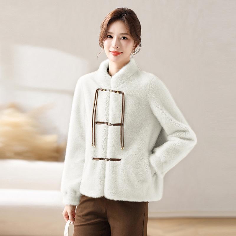 Mother's Mid-Length Faux Mink Fur Coat for Autumn and Winter Weddings