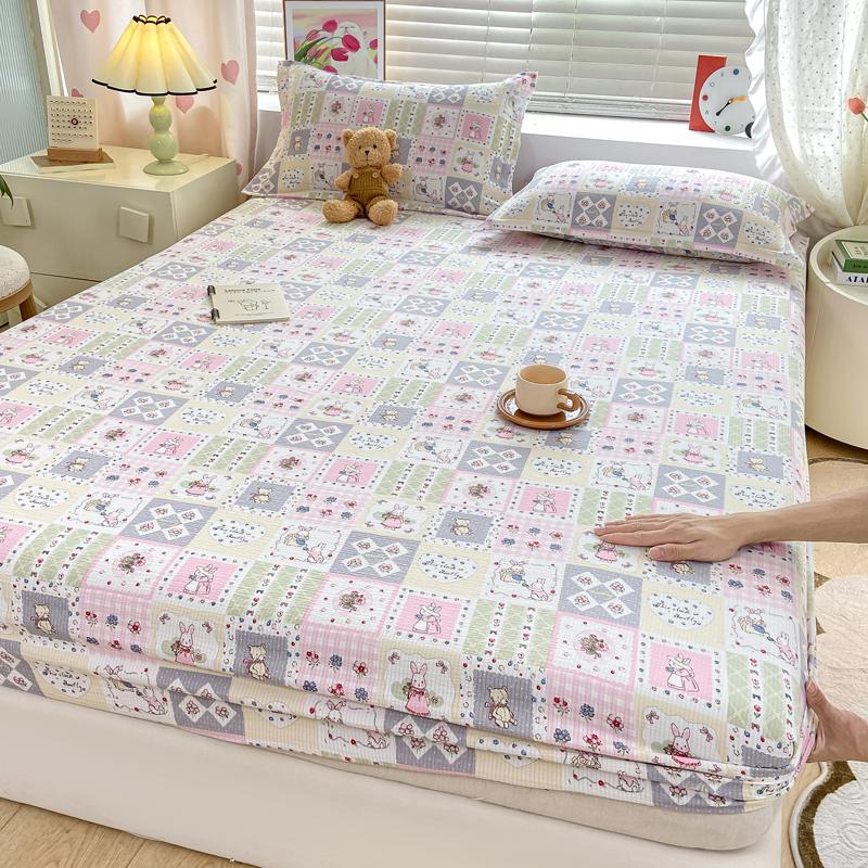 Bettbezug Hautfreundliches Bettlaken Home Elastische Spannbettlaken Bedruckter Matratzenschoner Roupa de Cama (Kein Kissenbezug)