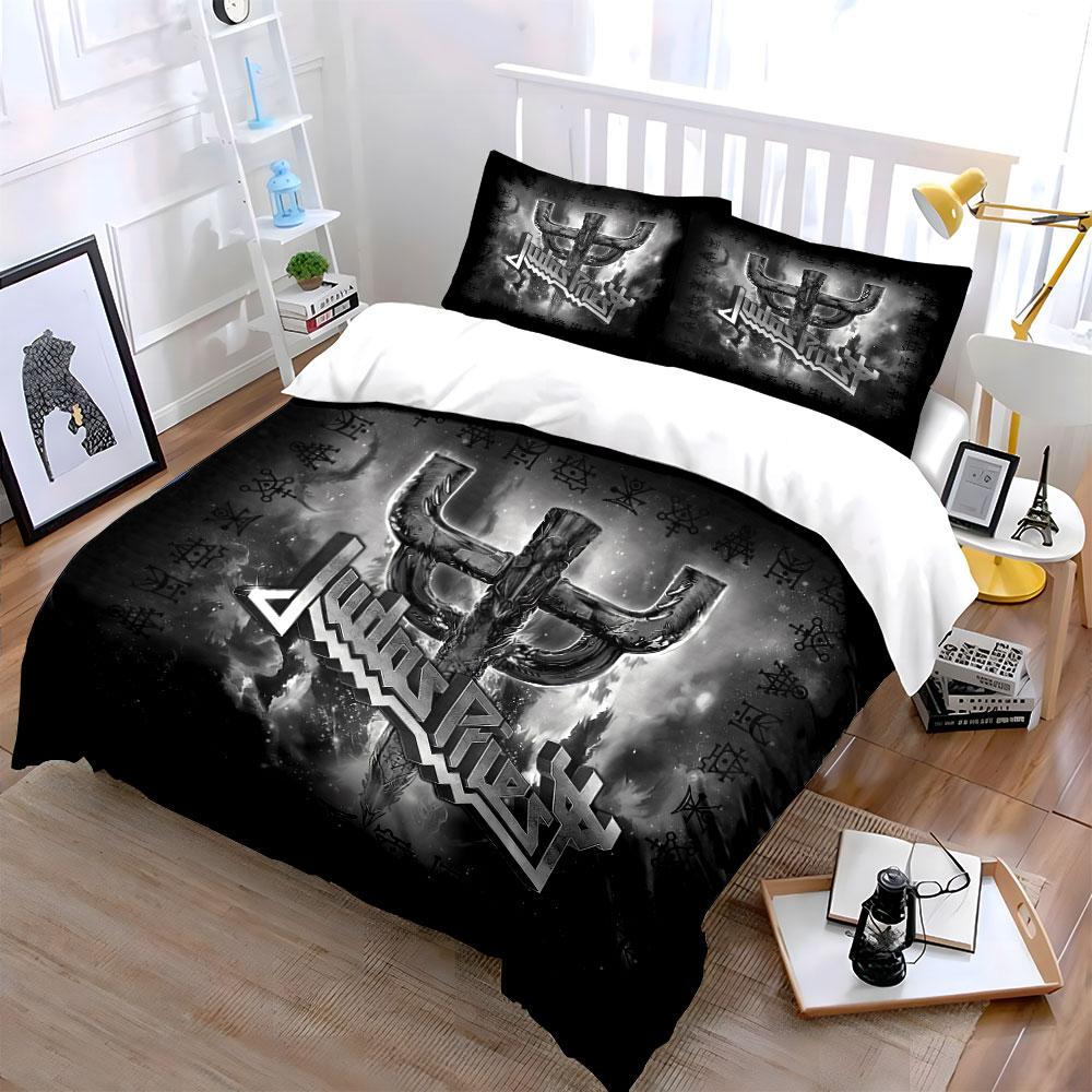 Judas Priest Steel Cross Design Bedding Duvet Cover Set Duvet Cover Pillowcases (1*Duvet Cover 2*Pillowcases, Without Duvet Insert)