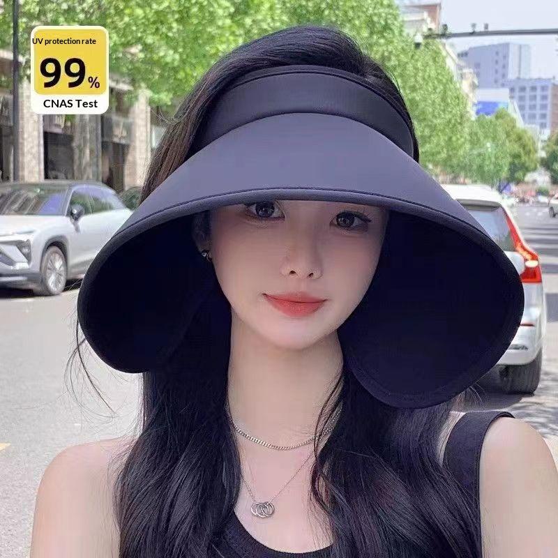 Summer Casual Empty Top Sun Hats Portable Wide Large Brim Cap Uv Protection Foldable Visors Women Sunshade Beach Hiking Hat