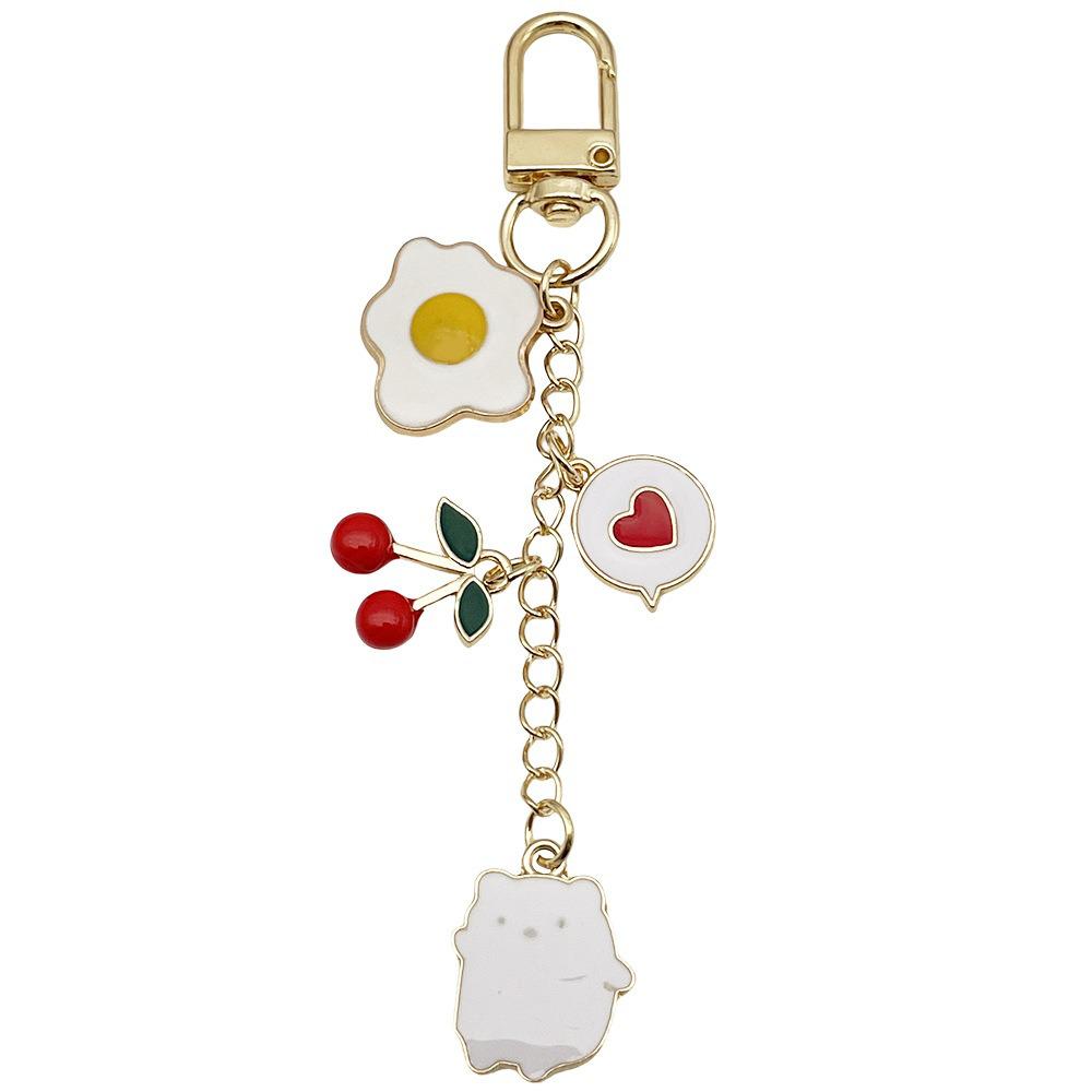 Smiley Cherry & Clover Keychain Pendant for Backpack & Earphone Case