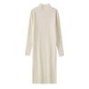 Women's Autumn & Winter Wool Knit Dress - Half-High Collar, Loose Long Sleeve, Mid-Length Base Layer Over the Knee.