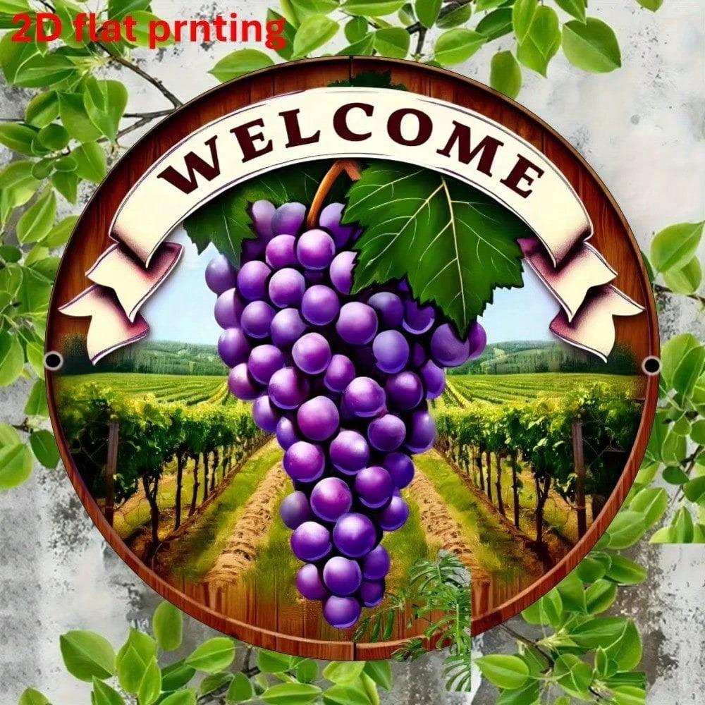 Vineyard Wall Art Metal Welcome Sign Home Bar Cafe Farmhouse Decor