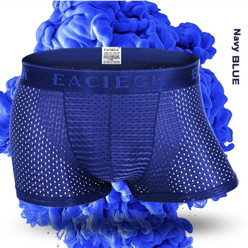 Buy Fashion Solid Color Men's Sexy Briefs Ice Silk Mesh U Convex Design