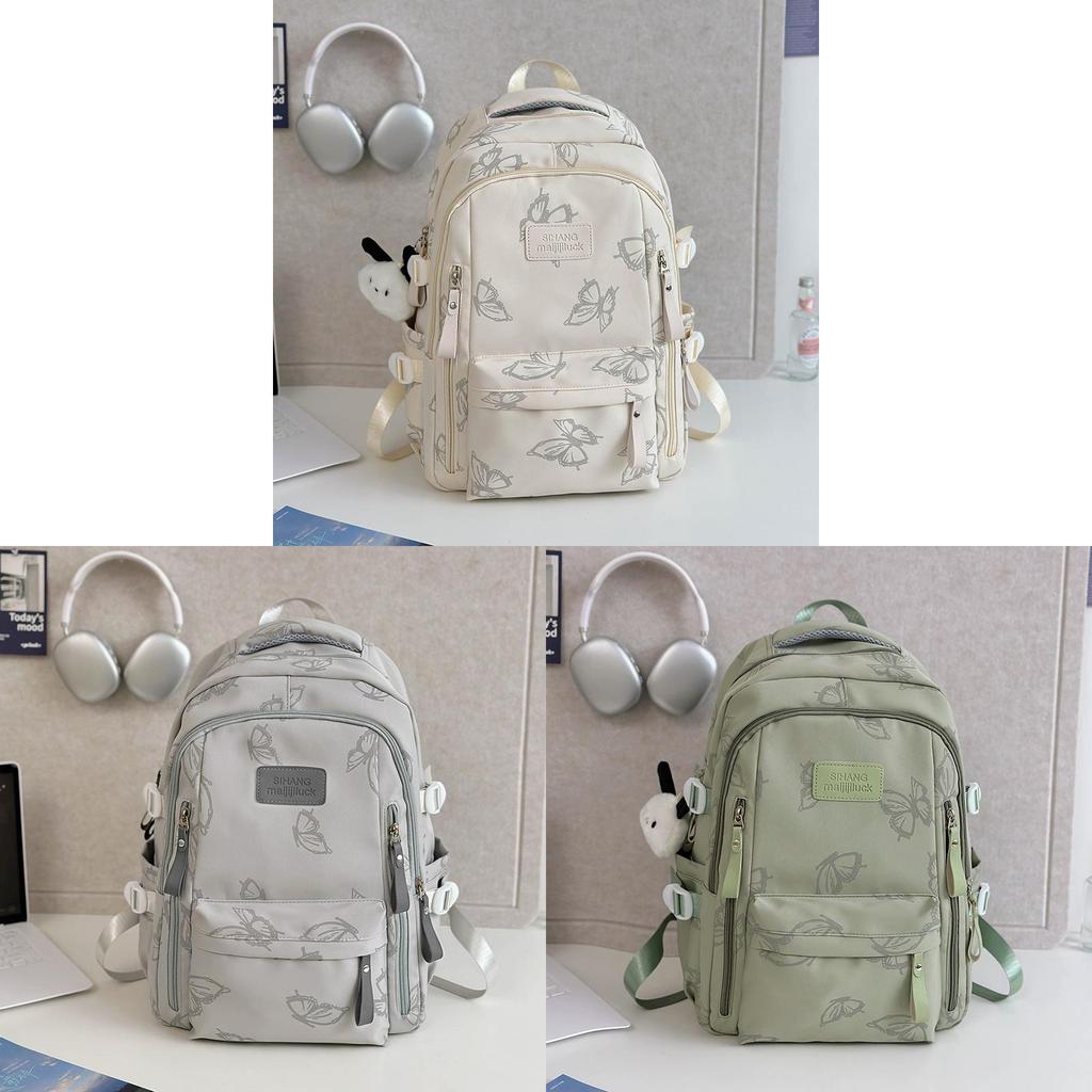 Sweet Butterfly Pattern Student Backpack With Padded Shoulder Straps For Education
