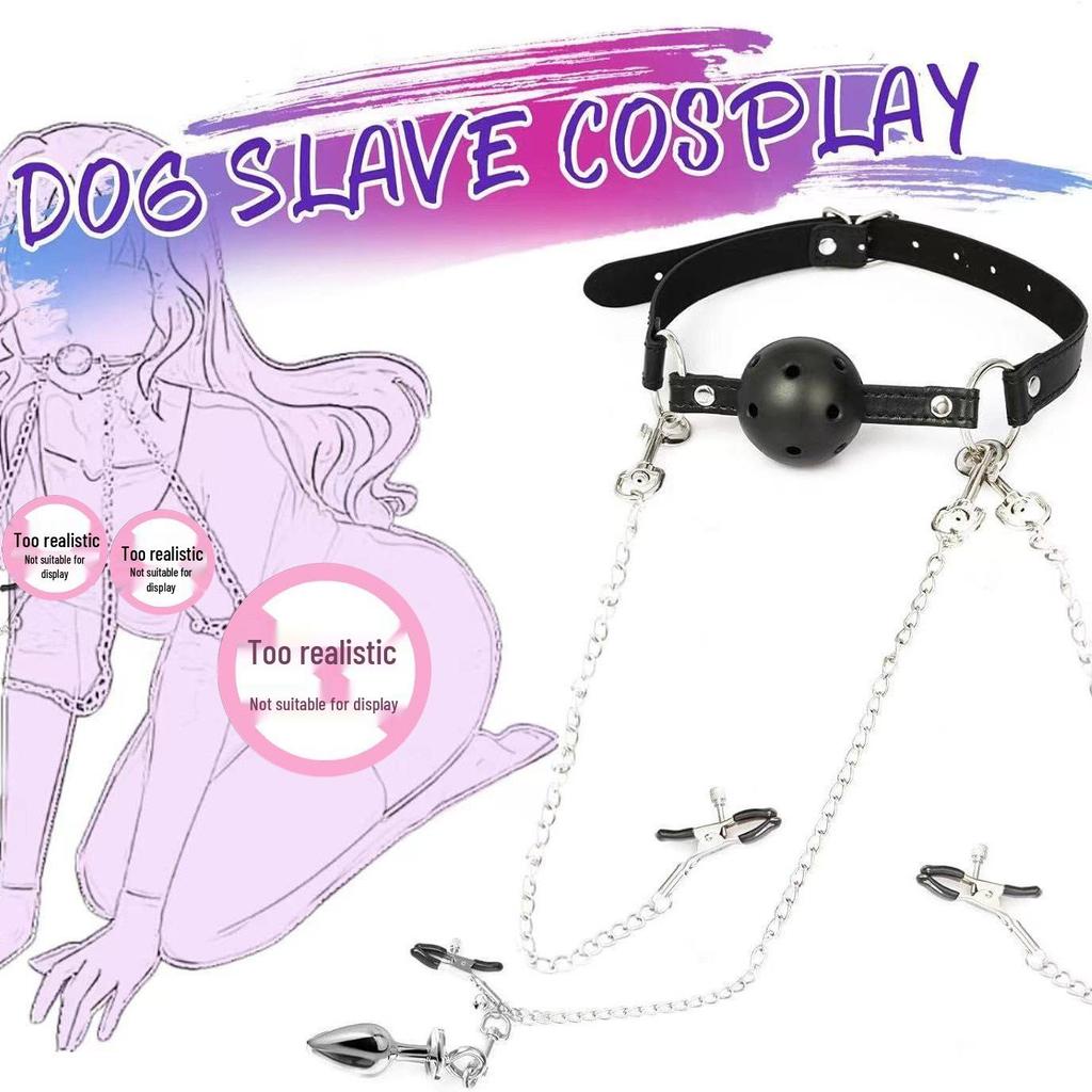 SM Bondage Set: Nipple Clamp, Ball Gag, and Anal Plug for Couples