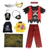 Dětský kostým Pirátská lebka Oblečení Potisknuté proužkované tričko Kalhoty Set Anime Kreslený Kapitán Jack Halloween Cosplay Pirátské Hračky Dárek