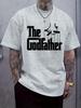"The Godfather" Graphic T-shirt - Black Casual Crew Neck Short Sleeve Tee with Iconic Print