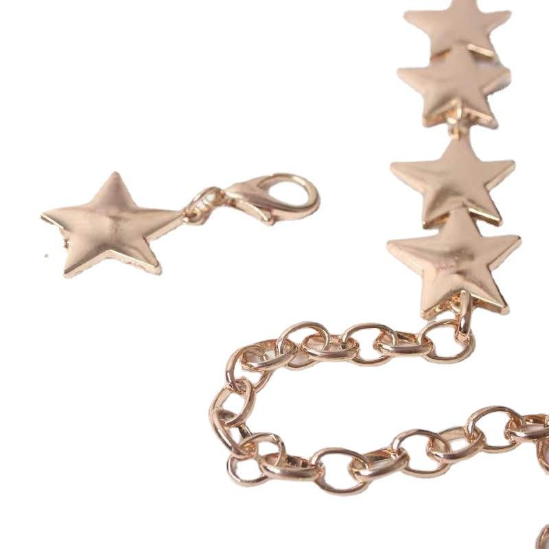 Metal Waist Chain for Women Fashion Trendy Five-pointed Star Chain Waist Decoration with Dress Decoration