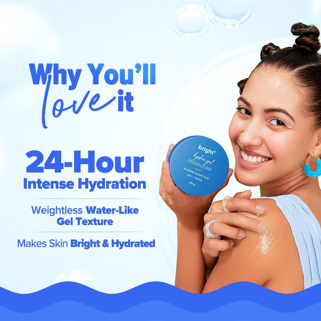 Aqualogica Bright+ Hydra Gel Moisturizer 200 g Pack Of 1 For 24-Hour Hydration & Bright Skin