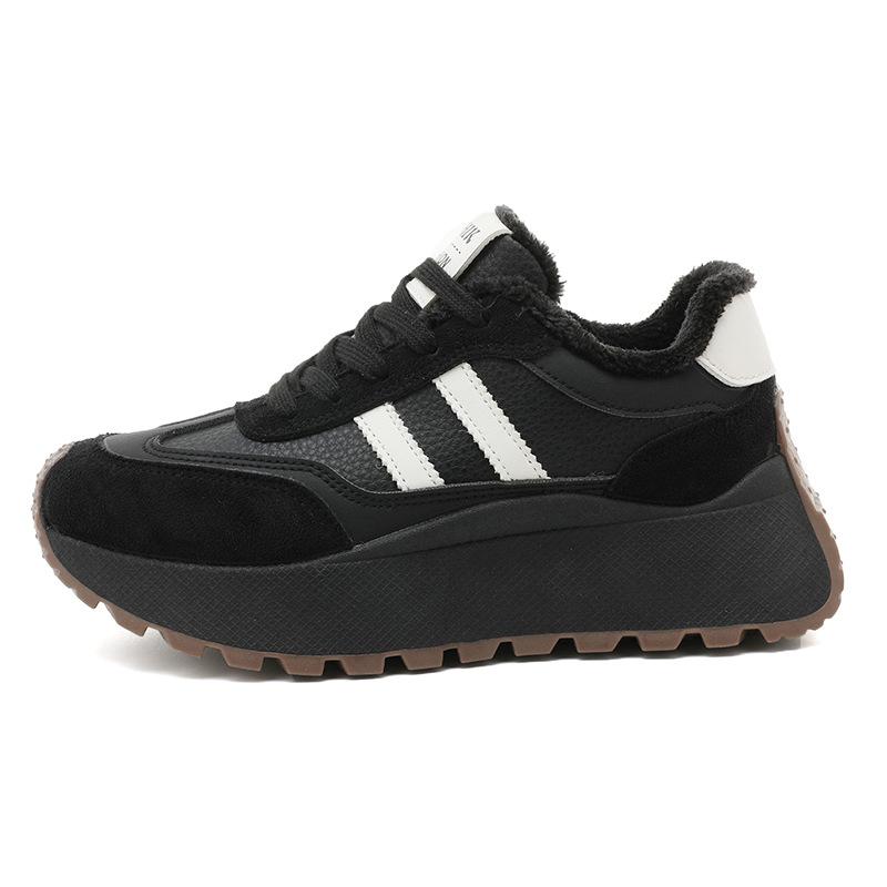 Vintage Women's Large Size Soft Sole Winter Warm Fur One Anti-slip Snow Boots Padded Lined Ankle Boots Windproof Outdoor Sports Cotton Boots