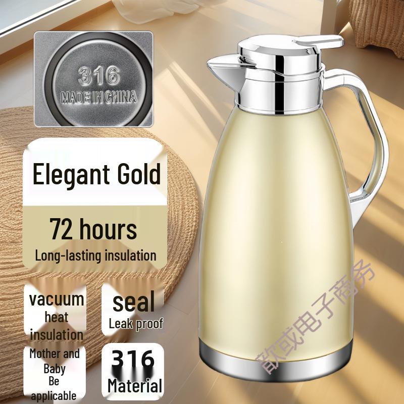 

High-End Stainless Steel Double-Layer Insulated Kettle & Anti-Scald Hot Water Bottle 316L Extra Thick [36-Hour Insulation] 2.5L
