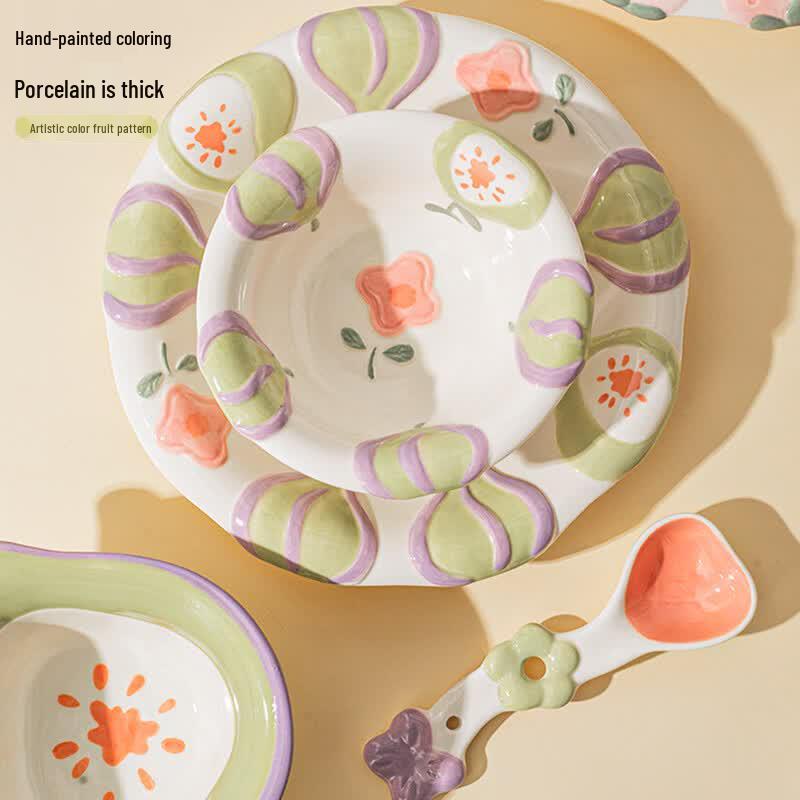 Hua Qing Ge Fruit Party Kids Ceramic Yogurt Bowl