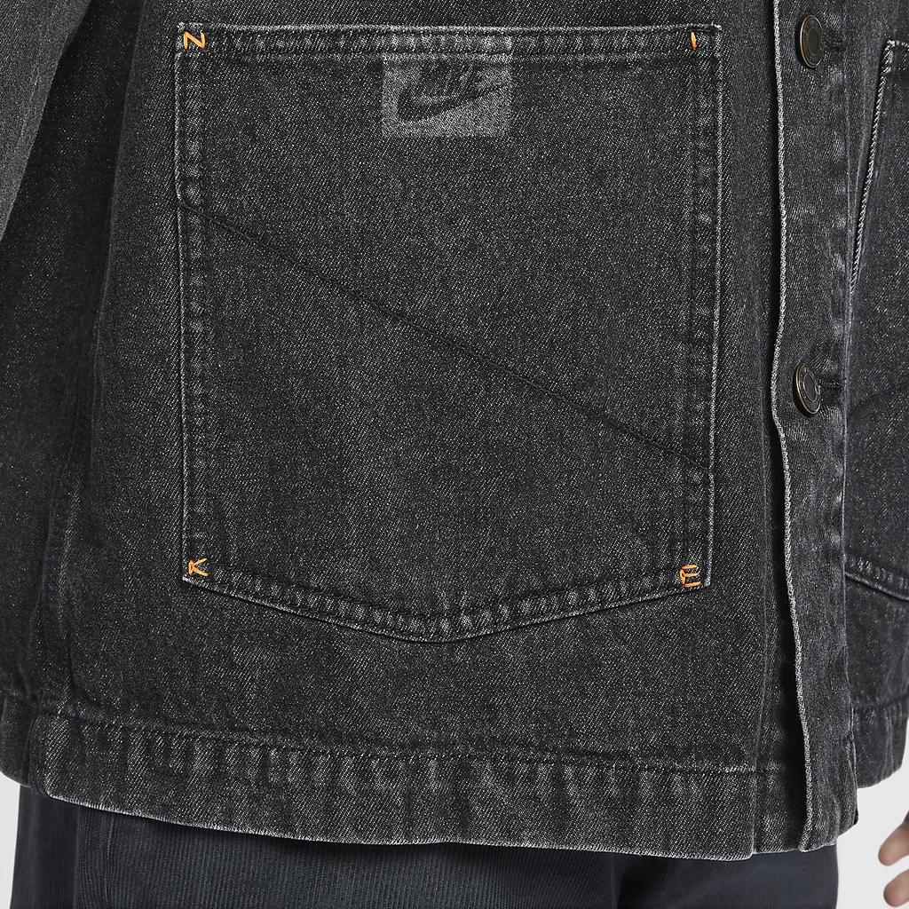 Nike Life Series Comfortable Solid Color Polo Collar Work Long Sleeve Jacket Men Jackets Black HV1814-010