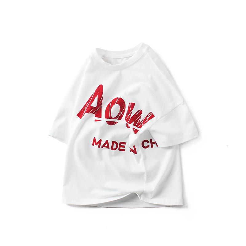 

Korean Summer Boys Cotton Loose-Fit Short-Sleeve T-Shirt 130 cm белый