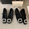 Rhinestone Velvet New Women'S Fashion Versatile Thick Heel Single Shoes Warm Spring Skirt Mary Jane High Heels