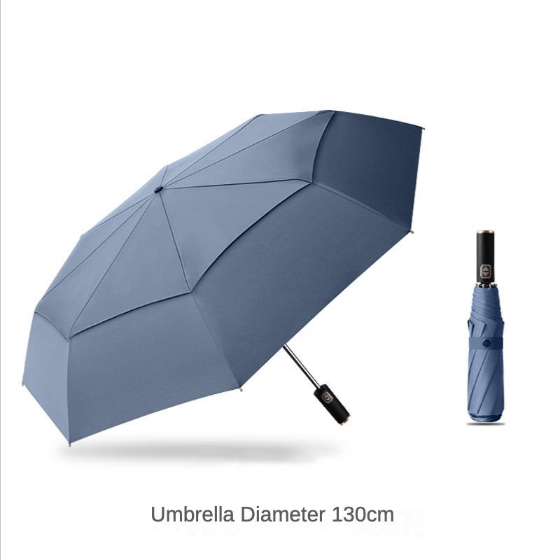 Winddichter, robuster, großer 130 cm doppellagiger, automatisch faltbarer Regenschirm für Herren, wasserdichter Sonnenschutz, große sonnige und regnerische Regenschirme