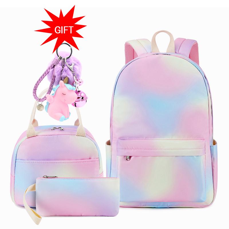 

Новые школьные сумки для девочек, водонепроницаемые рюкзаки для книг, комплект из 3 детских рюкзаков, школьный рюкзак с принтом звездного неба для девочек