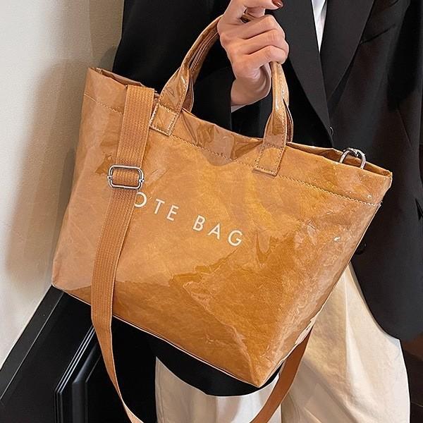 Large-capacity kraft paper jelly bag, transparent waterproof tote bag, fashionable one-shoulder messenger tote at work