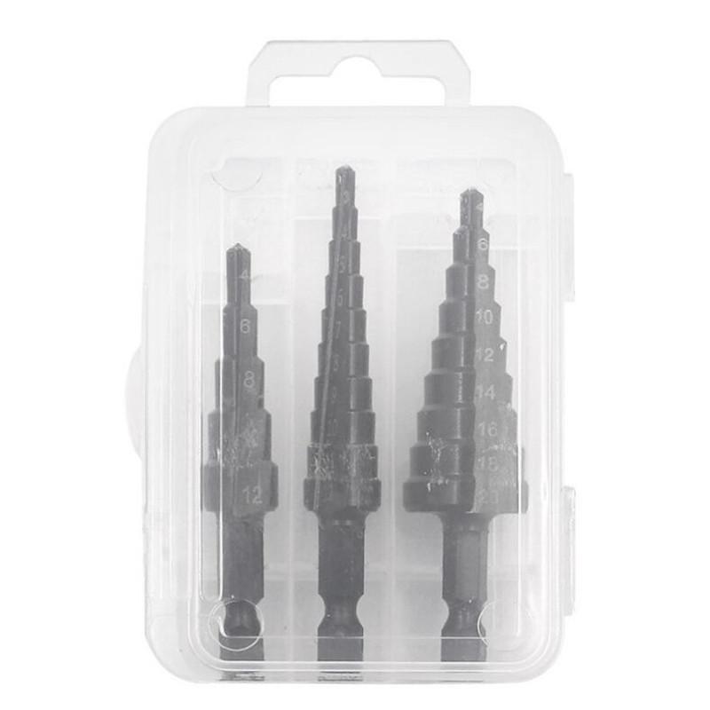 HSS Stufenbohrer-Set Stickstoffbeschichtet Gerade Nut Schnellarbeitsstahl Stufenkonus Konisch Sechskantschaft Lochschneider