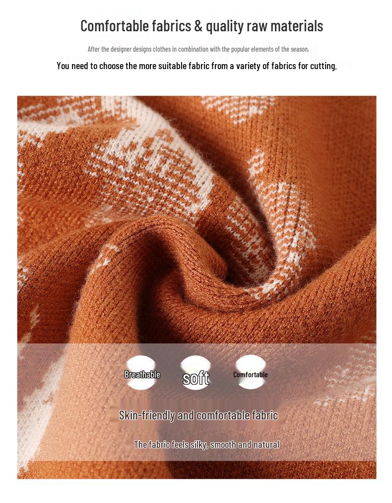 Hengyuanxiang Thickened Medium-Length Sweater Dress - Semi-High Neck, Hip-Covering Base Layer for Autumn/Winter.