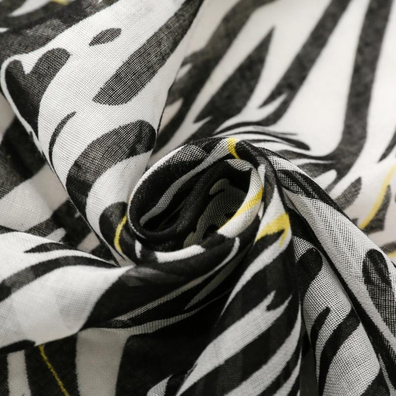 Women Scarf Zebra-Stripe Summer Beach Shawl Bohemia Cotton Linen Feeling Tassel Pashmina Muslim Hijab Wrap Viscose Scarf Luxury