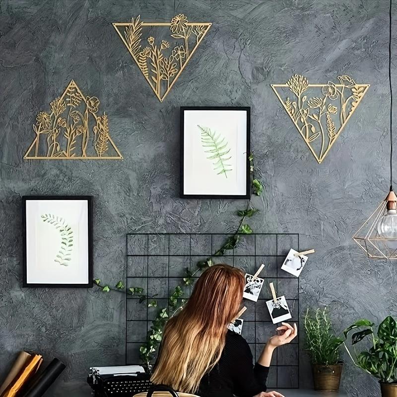 1pc Golden Triangle Flowers Wall Art Bedroom Living Room Home Decor Halloween Christmas New Year Gift