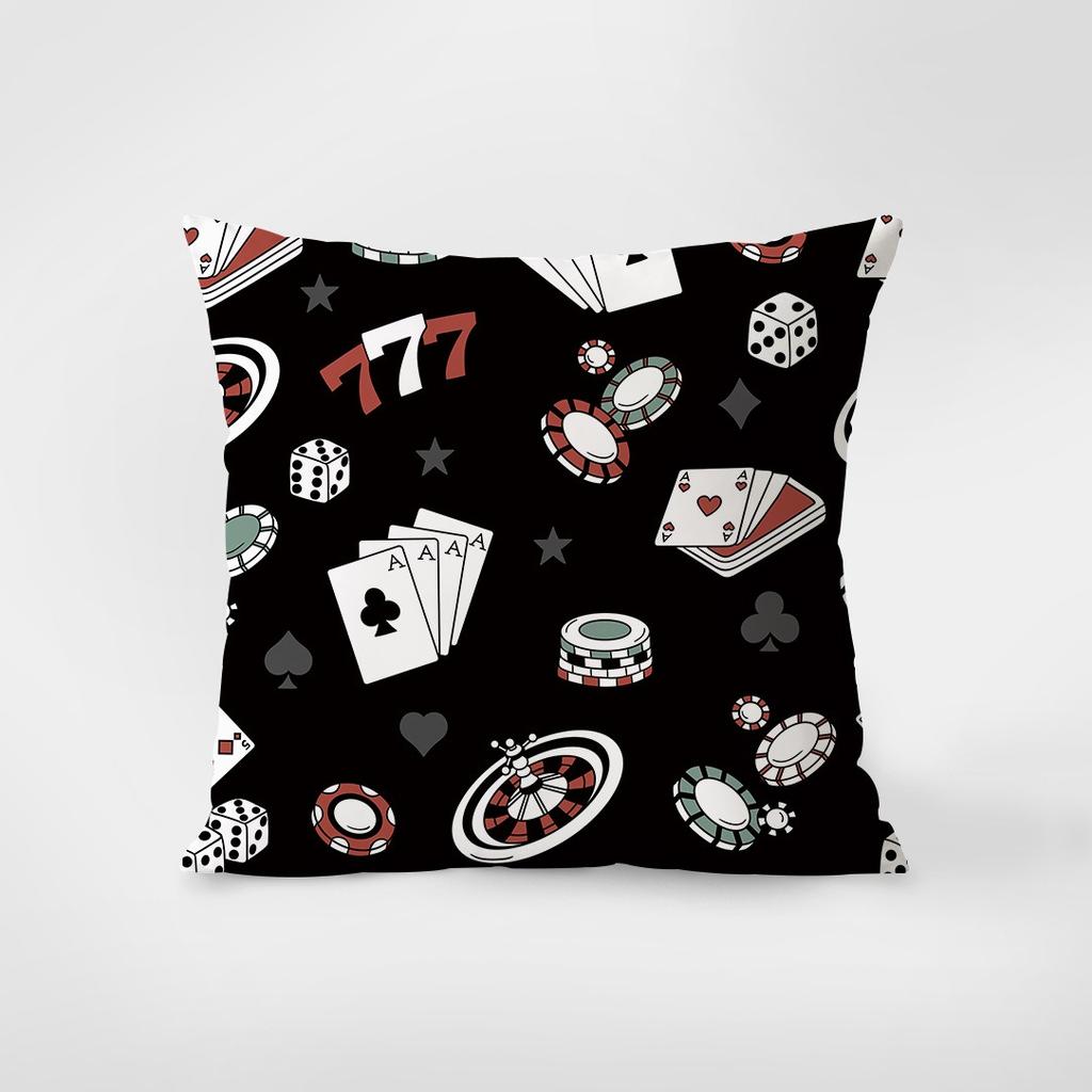 Playing Card Pattern Decorative Pillowcase Bedroom Living Room Square Cushion Pillowcase