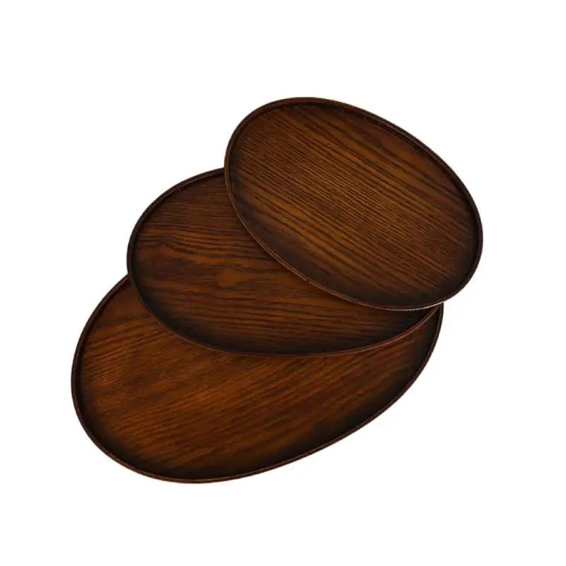 Ovale Serviertabletts, Geschirr, Dessert, Tee, Untertasse, Untersetzer, Kaffee-Untersetzer, Holzteller, Aufbewahrung, Lebensmittel-Display, Home Hotel Decor