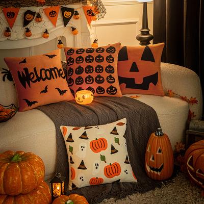 Nowa Halloweenowa Haftowana Poszewka na Poduszkę Dom Salon Sofa Świąteczna Ozdoba Seria Halloween Pokrowiec na Poduszkę