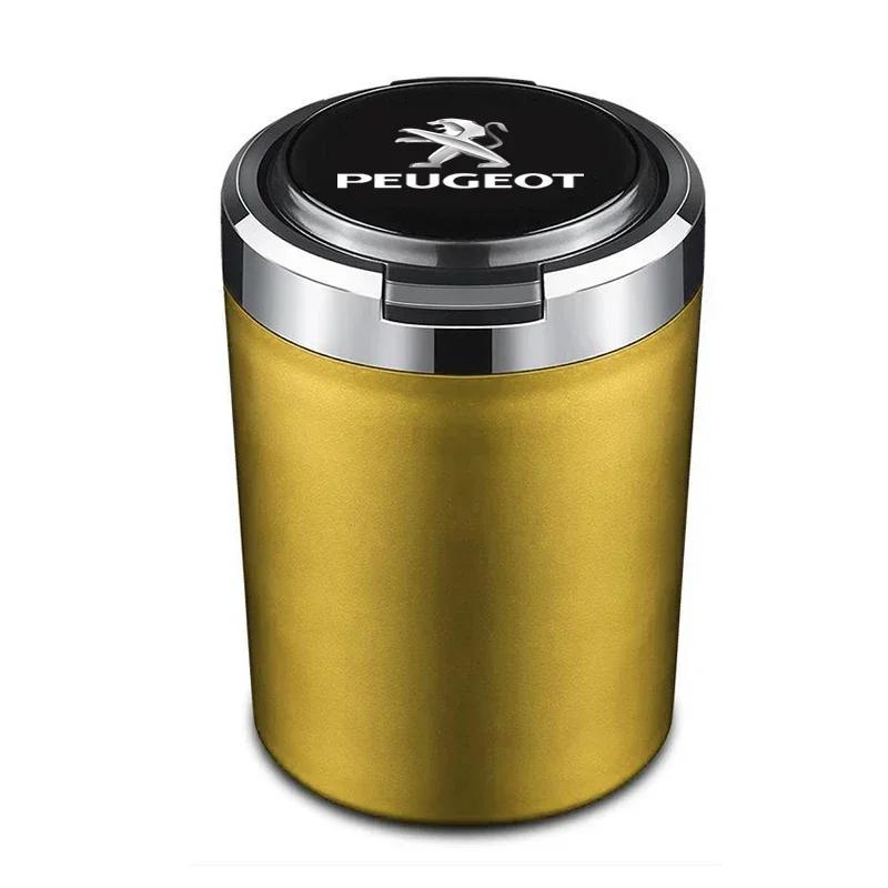 2026 Hot Car Sticker Car Portable Ashtray Cup with Lid Smell Proof Stainless Steel Led For Peugeot 407 508 2008 5008 307 308 300