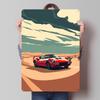 Red Sports Desert Road Trip Car Tinplate Poster Custom Wall Art Vintage Metal Signs Retro Tin Plaque for Room Decoration Decor
