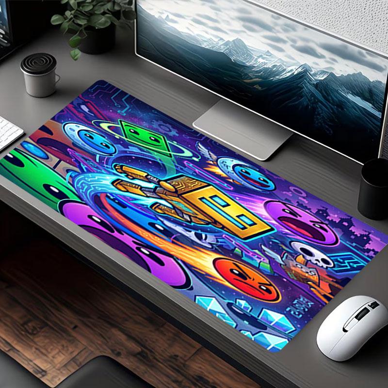 Geometry Dash Print Mouse Pad, for Keyboard Pad Laptop PC Mat for Office Home Use, Desk Decor, Perfect Birthday Gift for Gamers