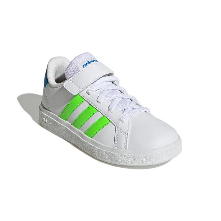 Adidas Neo Grand Court 2.0 El K Comfortable Casual Durable Low-Top Skate Shoes Kids Sneakers White Green GW6515