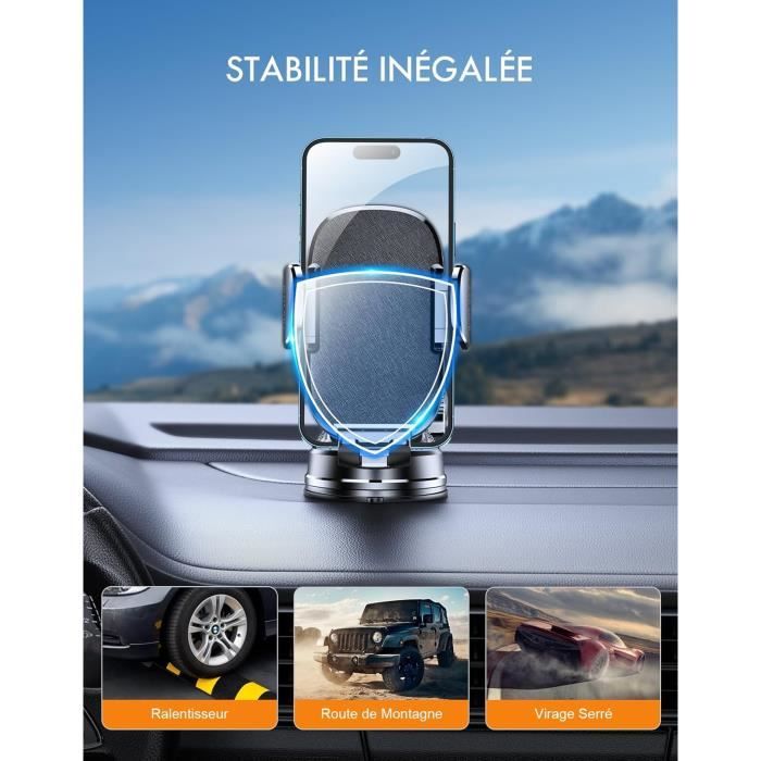 Support smartphone - mohard - universel - ventouse 360° - compatible 4-7 pouces - noir