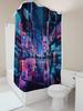 Cyberpunk Future City Night View Shower Curtain Cyber Style Decor Waterproof Mildewproof for Bathroom Home Decor Essential