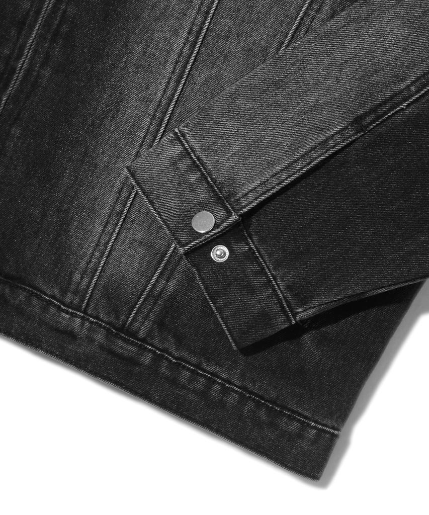 Trillion Fade Wash Biker Denim Jacket (Black)