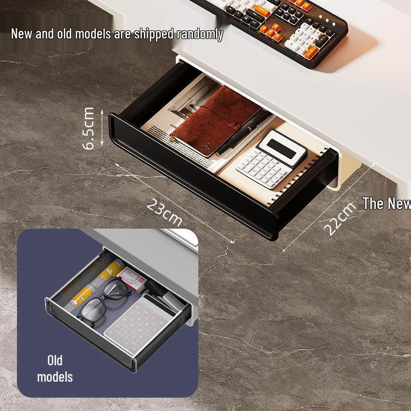 "Under-Desk Sticky Drawer: Concealed Storage for Phones, Stationery, and More"