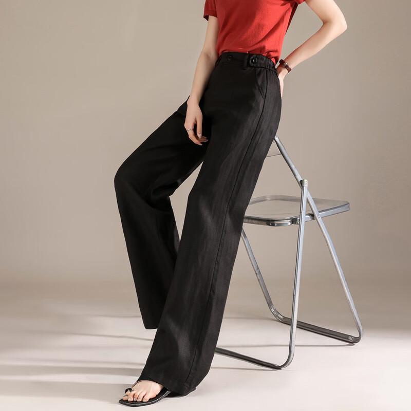 RAIN.CUN Women's Tencel-Linen Blend High-Waist Wide-Leg Pants