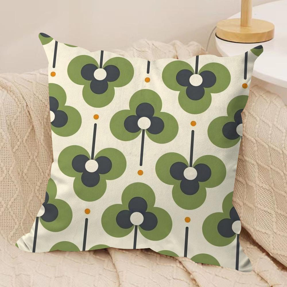 OOrla Kiely Flower Cushion Cover Silky Short Plush DoubleSided Printed Pillow Case for Sofa All Seasons Home Decor Gift