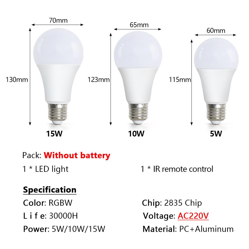 LED Glühbirne Fernbedienung RGB Glühbirnen Lampe E27 220V Farbe Fokus LED Schlafzimmer Heimdekoration Beleuchtung 5W 10W 15W Glühbirnen