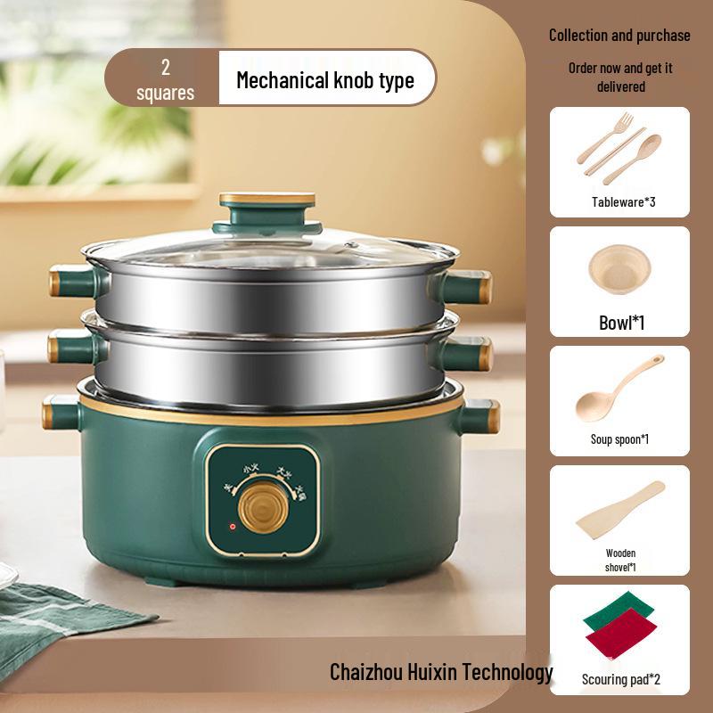 Multifunctional Electric Three-Layer Steamer and Hot Pot with Automatic Power-Off and Timer