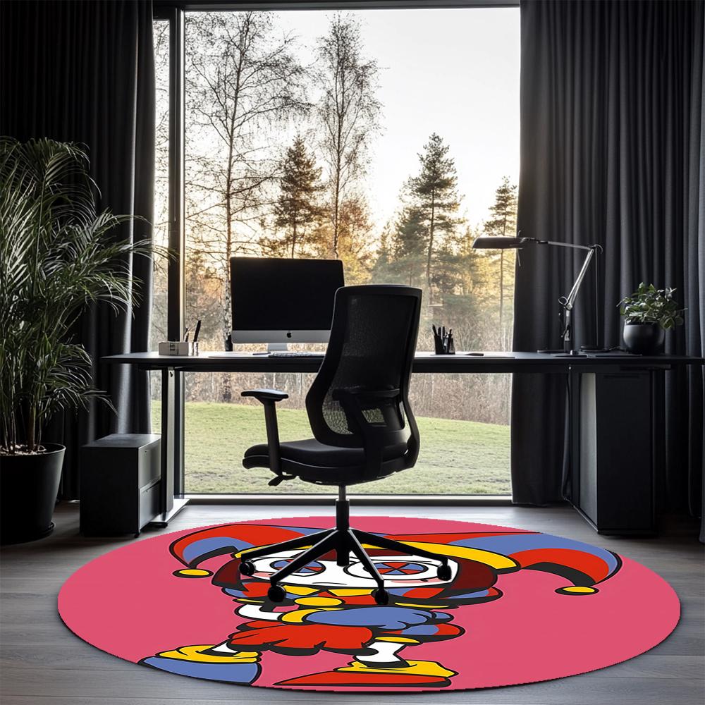 The Amazing Digital Circus Printed Round Rug Carpet Chair Rug Area Rug Entryway Doormats,for Office Chair Living Room Bedroom Kitchen Room.