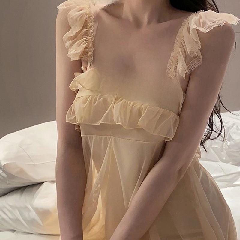 Jarní/Letní Sexy Sladká Noční košilka na jedno rameno - Čistá Touha Špagetová sukně Pyžamo, Princeznovský styl