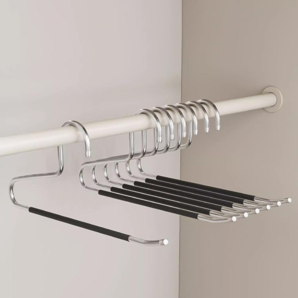 5pcs Non Slip Pants Hangers Space-Saving Necktie & Shawl Organizer for Hanging Shirts T-Shirts Blouses
